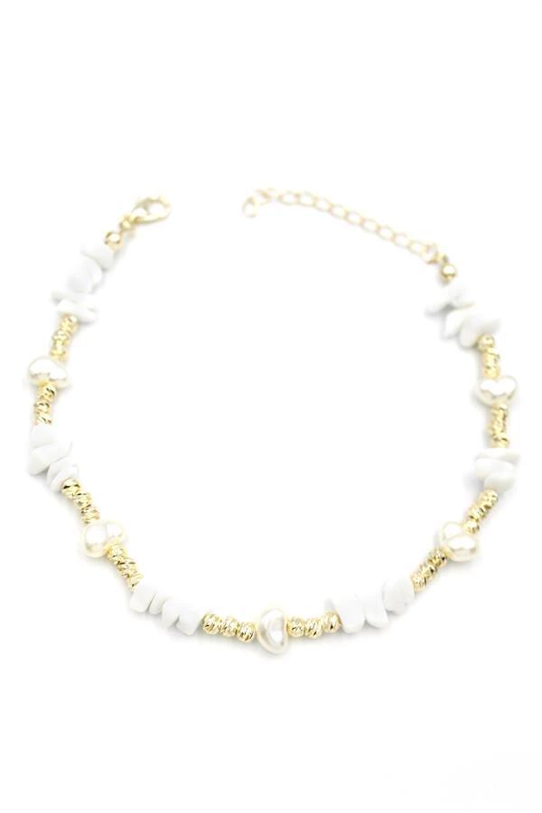 Dorika Taş Halhal - Beyaz - Image 1