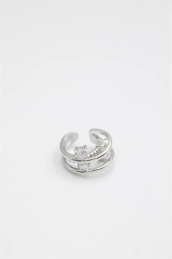 Taşlı Kıkırdak Küpe - Gümüş - Image 1