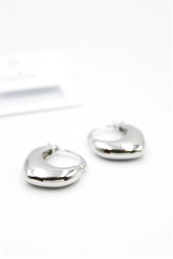 Oval Halka Küpe - Gümüş - Image 1