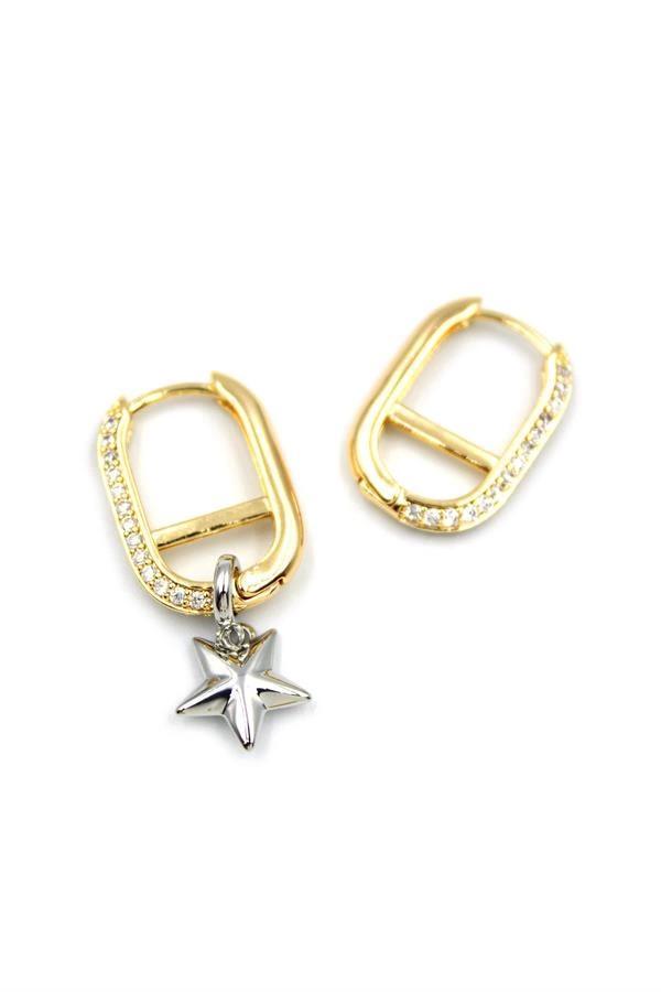 Halka Yıldız Küpe - Gümüş - Image 1