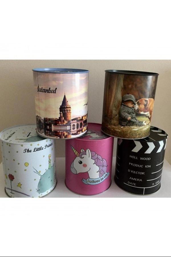 Metal Kumbara Resimli Tekli 13x14 Cm 1 Adet Royaleks-6009 - Image 1