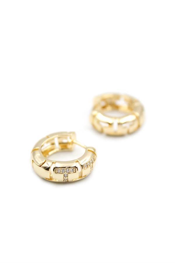 Taşlı Halka Küpe - Altın - Image 1