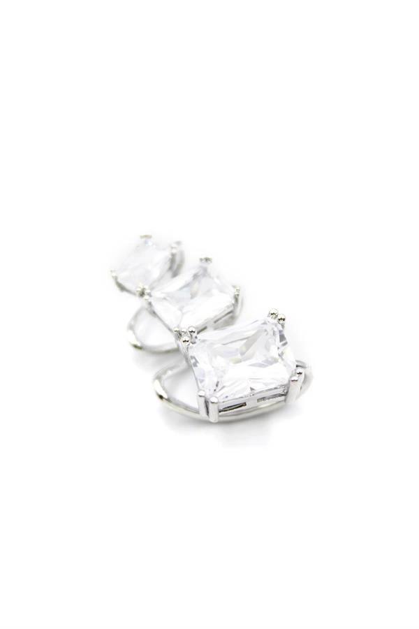 Taşlı Kıkırdak Küpe - Gümüş - Image 1