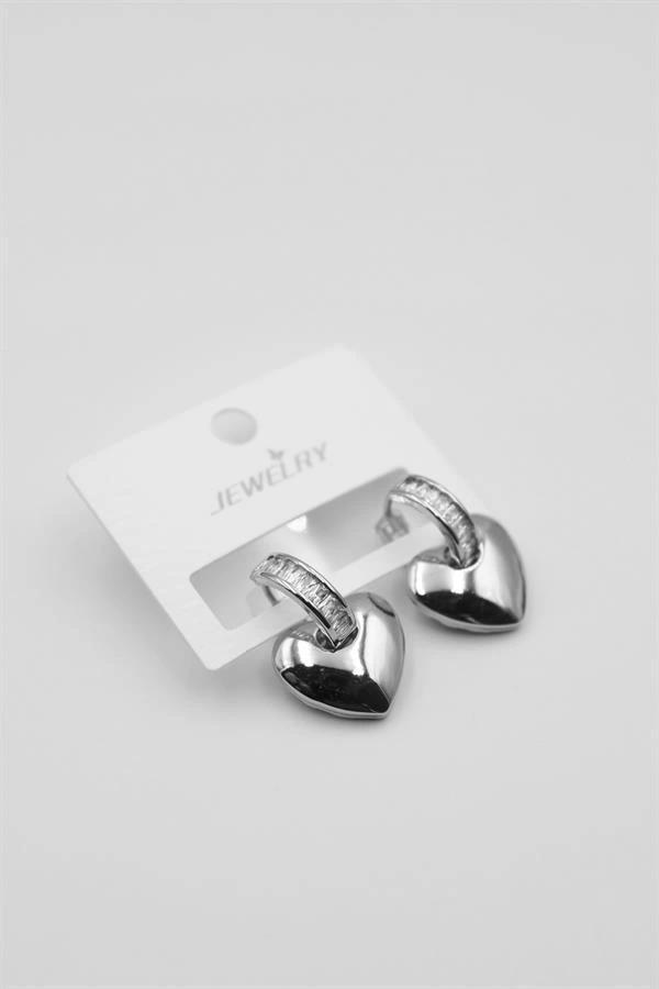 Kalp Küpe - Gümüş - Image 1