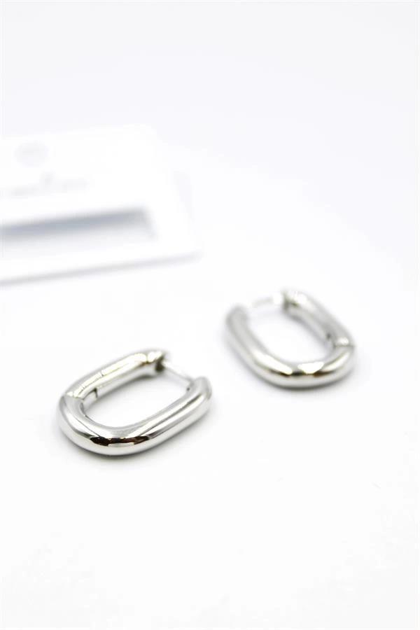 Oval Halka Küpe - Gümüş - Image 1