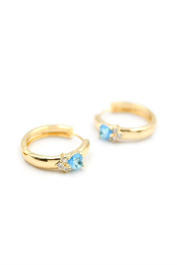 Kalp Halka Küpe - Turkuaz - Image 1