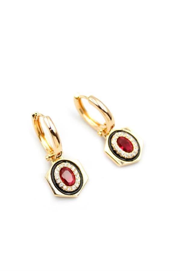 Taşlı Küpe - Pembe - Image 1