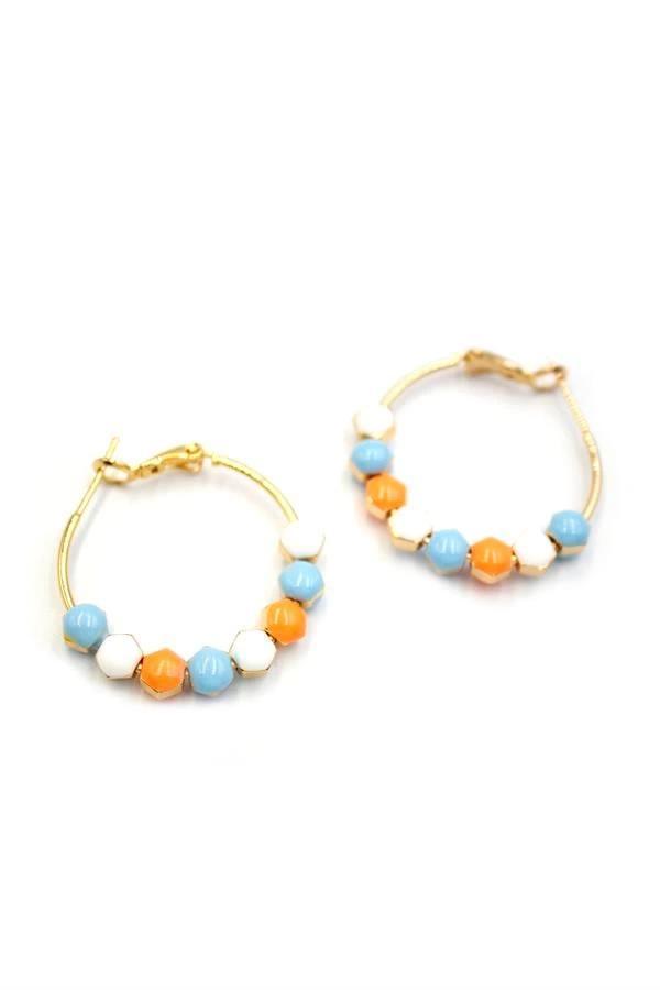 Mineli Halka Küpe - Turuncu - Image 1