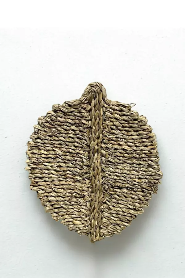 El Yapımı Saz Yaprağı Duvar Aksesuarı Bambu Dekorasyon Natürel Bohem Small - Image 1