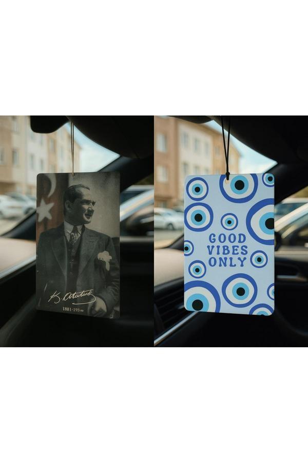 B34R Atatürk Ve Nazar Boncuğu - İkili Oto Kokusu - Dekoratif Araç Kokusu Ve Aksesuarı - Image 1