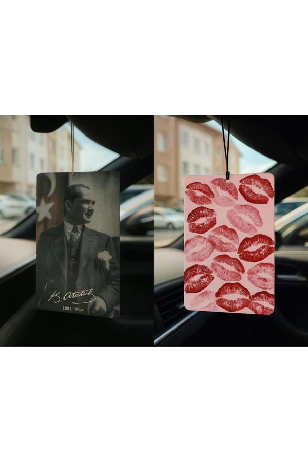 B34R Atatürk Ve Öpücük - İkili Oto Kokusu - Dekoratif Araç Kokusu Ve Aksesuarı - Image 1