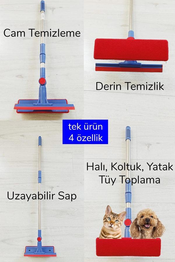 Çok Amaçlı Pratik Cam Temizleyici Kıl Tüy Toplayıcı Halı Kanepe Koltuk Temizleyici Döner Başlıklı - Image 1