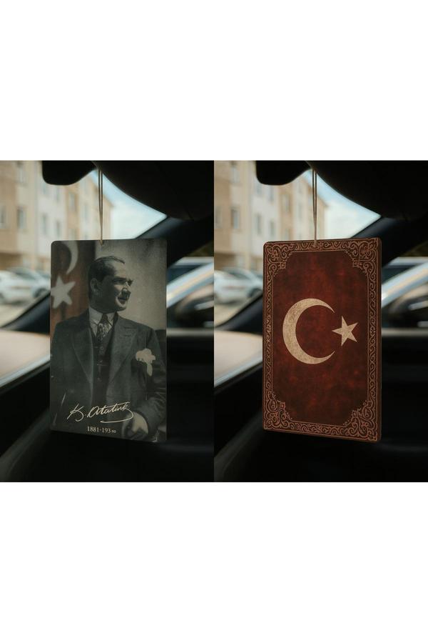 B34R Atatürk Ve Türk Bayrağı - İkili Oto Kokusu - Dekoratif Araç Kokusu Ve Aksesuarı - Image 1