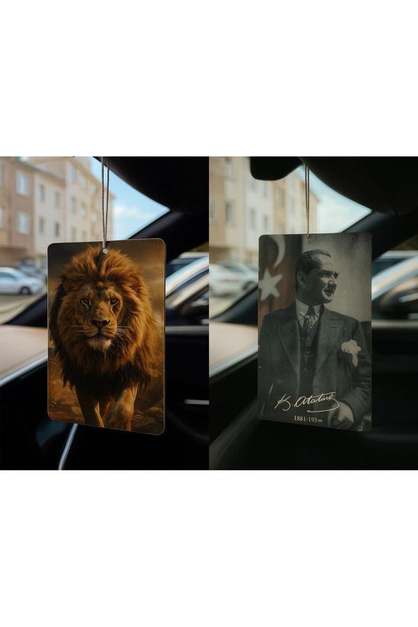 B34R Aslan Ve Atatürk - İkili Oto Kokusu - Dekoratif Araç Kokusu Ve Aksesuarı - Image 1