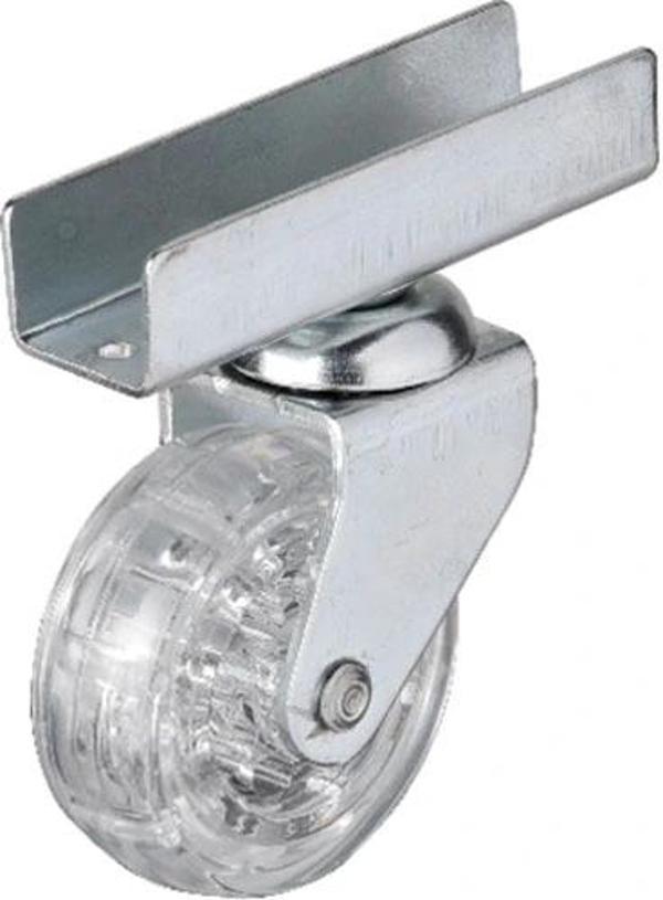 Hts 327 - 50x20 mm Şeffaf Makaralı Uzun U Tablalı Teker 4 Adet - Image 1