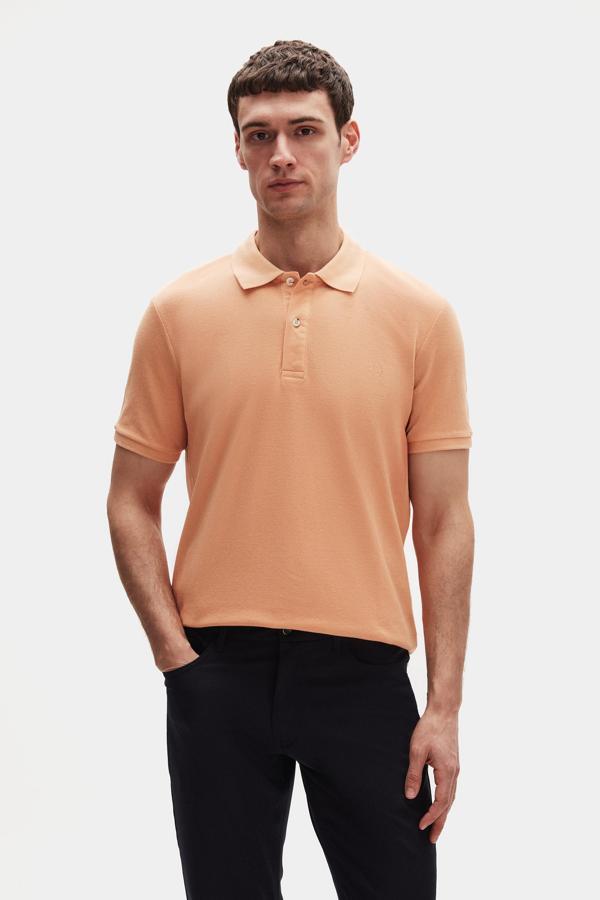 D's Damat Regular Fit Kayısı %100 Pamuklu Uzun Ömürlü Kıvrılmaz Polo Yaka Nakışlı T-Shirt - Image 1