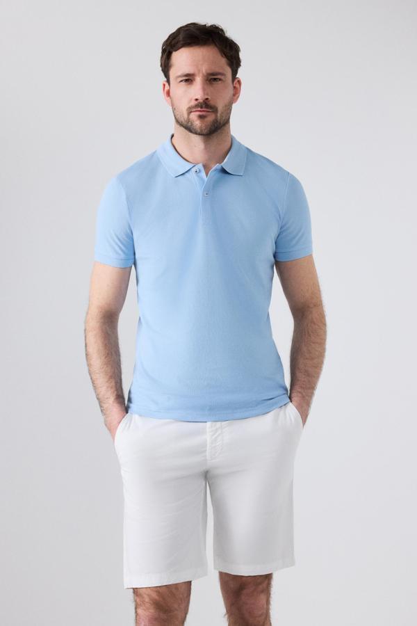 D's Damat Regular Fit Açık Mavi %100 Pamuklu Uzun Ömürlü Kıvrılmaz Polo Yaka Nakışlı T-Shirt - Image 1