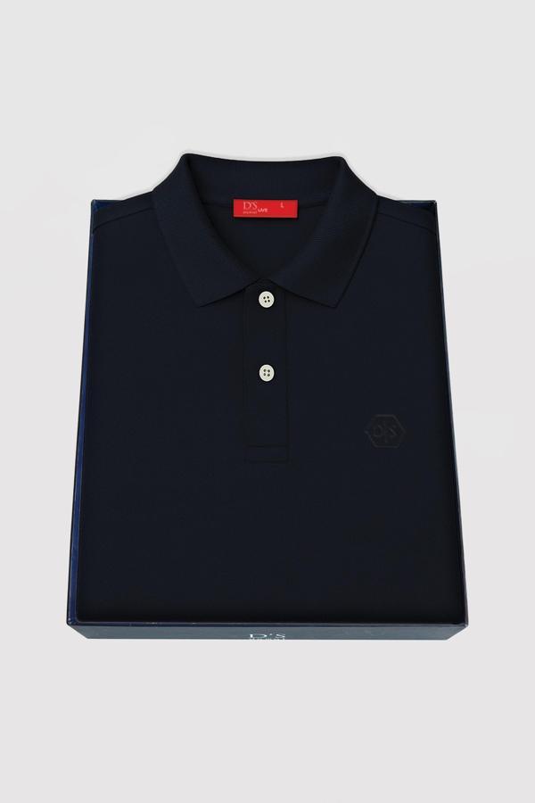 D's Damat Regular Fit Lacivert Kutulu Polo Yaka T-Shirt - Image 1