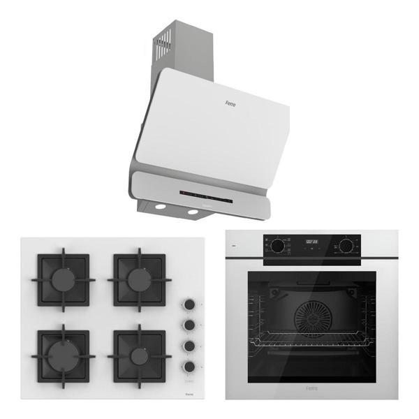 Ferre White FryArt 3 Lü Ankastre Set ( QEP63CB - SC206-FA - D081-SA ) A++ Sessiz Davlumbaz - Image 1