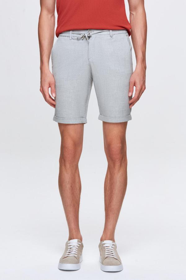 D's Damat Bej Beli Lastikli Bağcık Detaylı Duble Paça Viskonlu Jogger Şort - Image 1