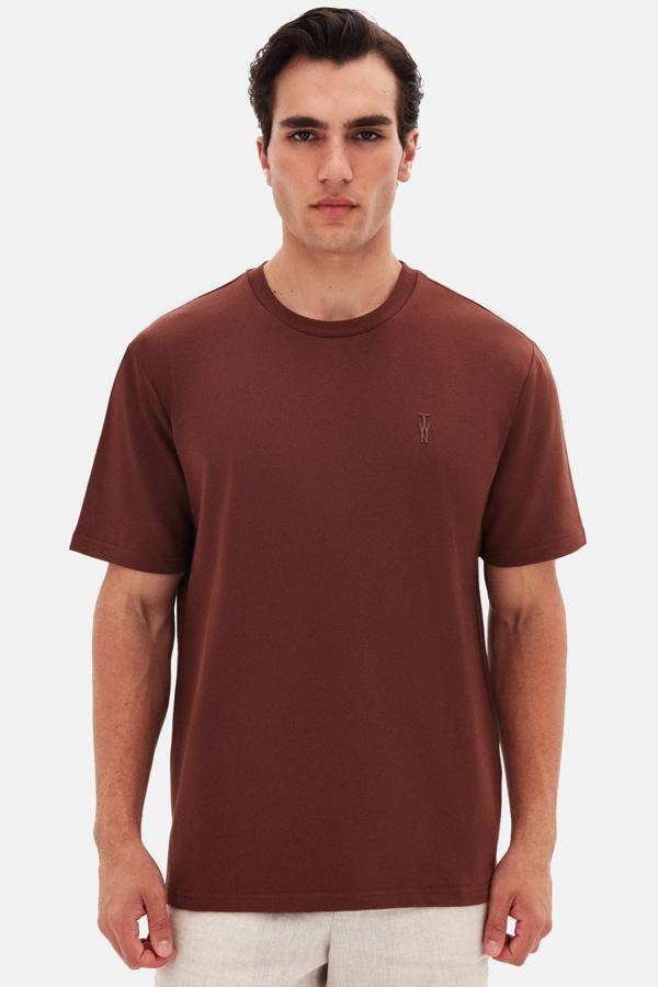D's Damat Twn Slim Fit Kahverengi Baskılı T-Shirt - Image 1
