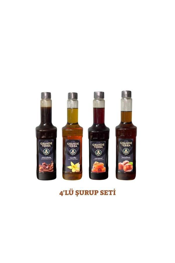 Grande Terra 4’Lü Şurup Seti ( Karamel + Vanilya + Fındık + Çikolata 4X750 Ml) - Image 1