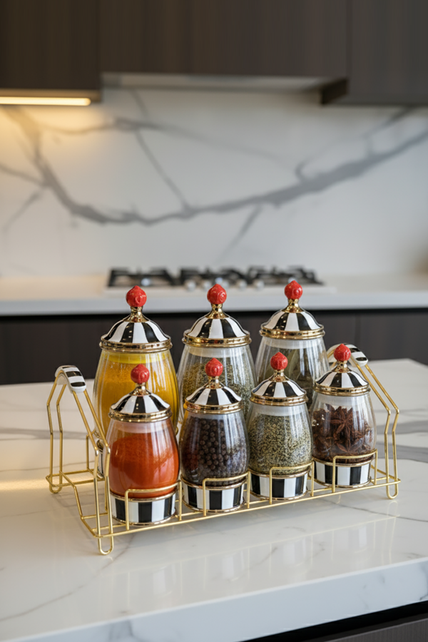 Kapris Harmony 15 Parça Desenli Cam Baharat Seti Lvn 39741 - Image 1