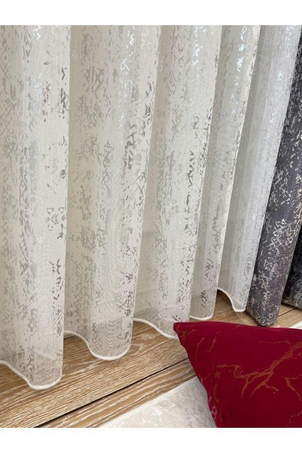 Brillant Modern Varaklı 1/2,5 Pile - Gümüş Varaklı Tül Perde - Image 1