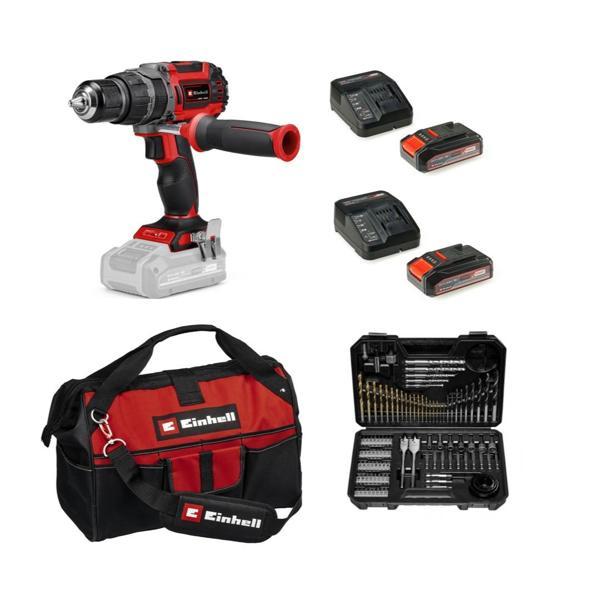 Einhell Tp-Cd 18/60 Li-I Bl Solo Akülü Vidalama + 2 x 2.5 Ah Akü ve 103 Parça Uç Seti (Kumaş Çanta Dahil) - Image 1