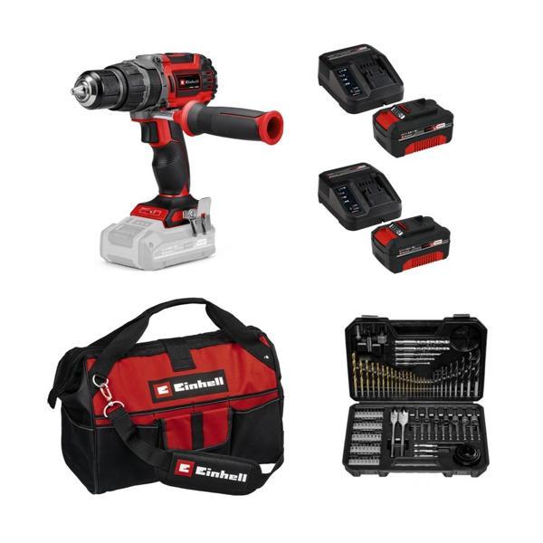 Einhell Tp-Cd 18/60 Li-I Bl Solo Akülü Vidalama + 2 x 4 Ah Akü ve 103 Parça Uç Seti (Kumaş Çanta Dahil) - Image 1