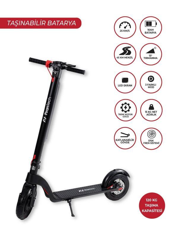Pirantech X8 Elektrikli Scooter - Çıkartılabilir Batarya Özellikli Scooter - Image 1