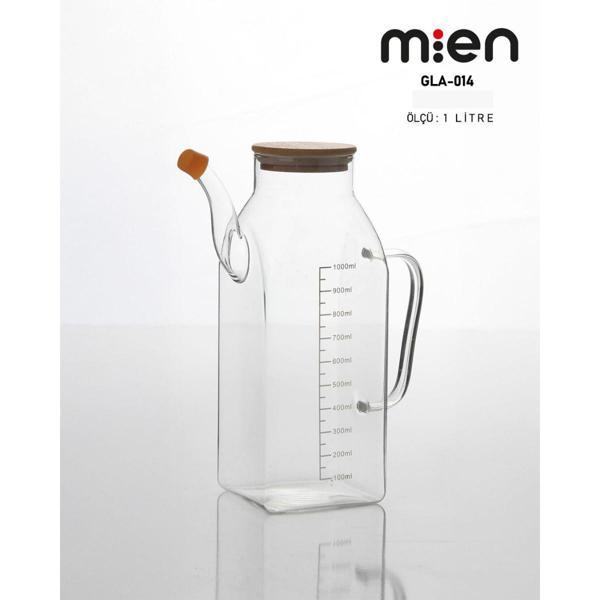MİEN 1 LT BAMBU KARE CAM YAĞDANLIK - Image 1