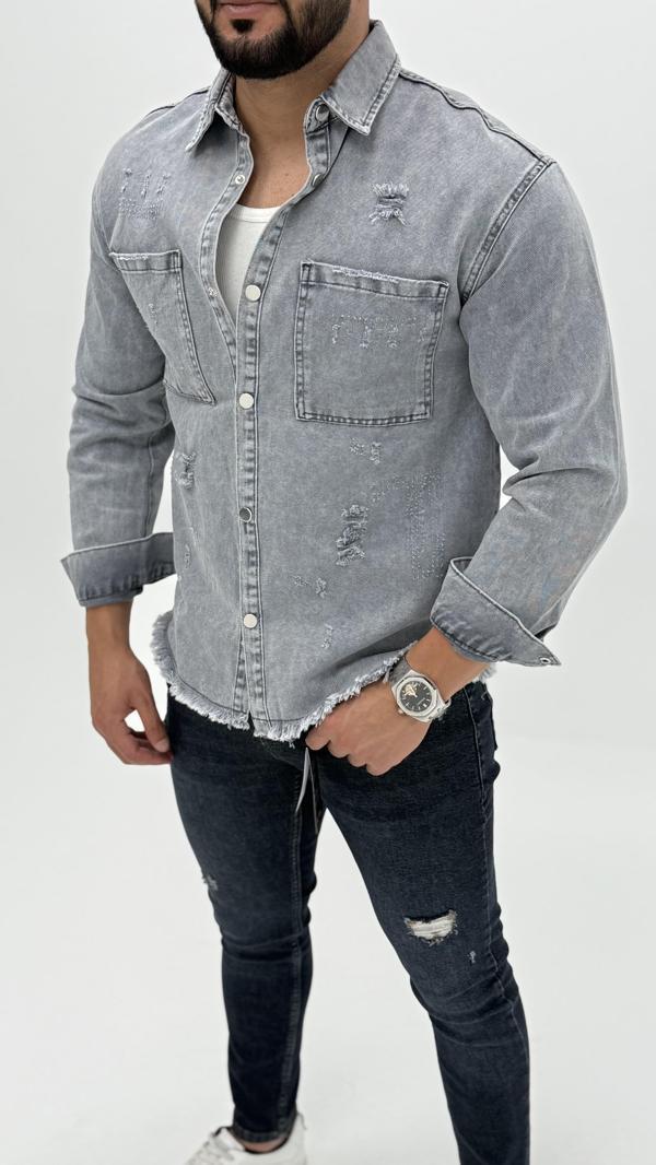 Logan Classic Kot Casual Açık Mavi Erkek Jean Gömlek - Image 1