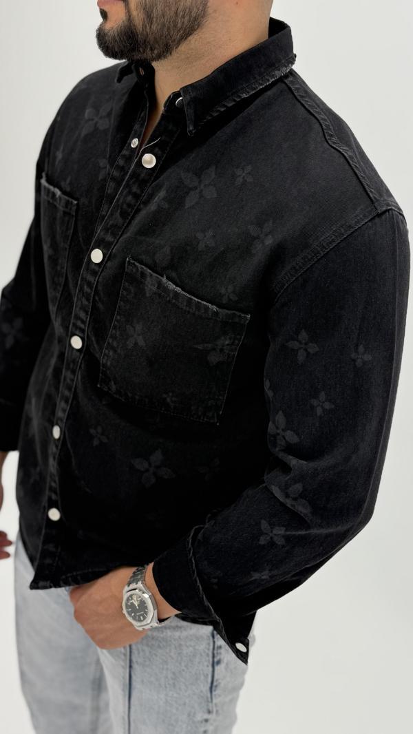 Martin Denim Sport Classic Black Dıgıtal Baskılı Erkek Jean Gömlek - Image 1