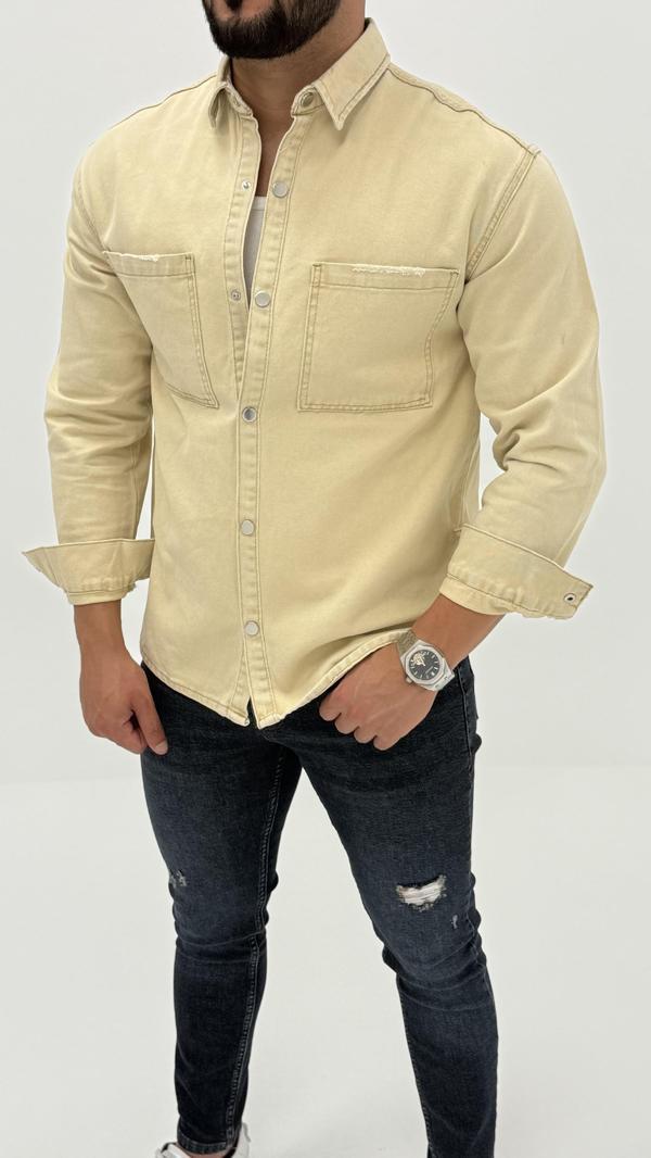 Aidan Denim Mavi Black Vintage Classic Kot Erkek Jean Gömlek - Image 1