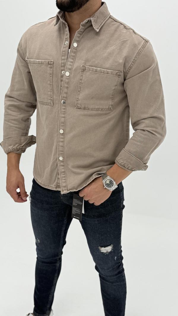 Aidan Denim Mavi Black Vintage Classic Kot Erkek Jean Gömlek - Image 1