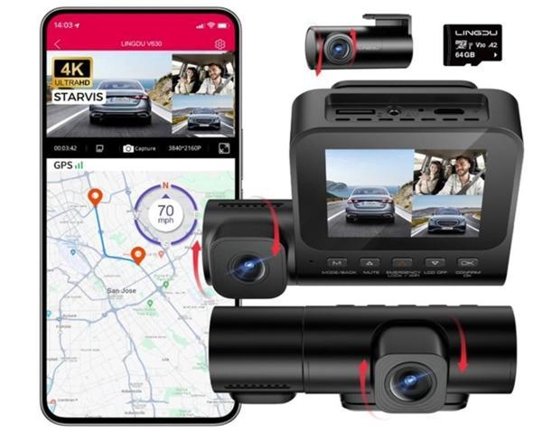 Lingdu V630 4K 3 Kameralı (Ön, Arka, Kabin) Akıllı Araç Kamerası - Image 1