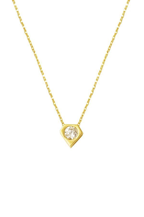 Bilezikci Minimal Tasarım Tektaşlı 14 Ayar Altın Kolye - Image 1