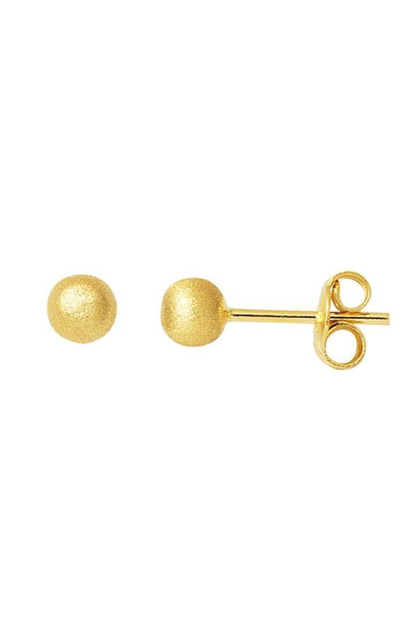 Bilezikci 14 Ayar Altın Mat Top Küpe 4 Mm. - Image 1