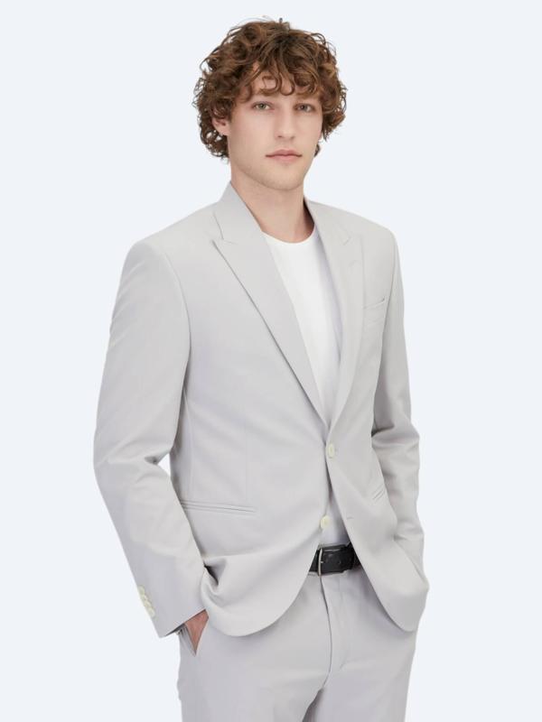 Açık Gri Düz Slim Fit Takım Elbise - Image 1