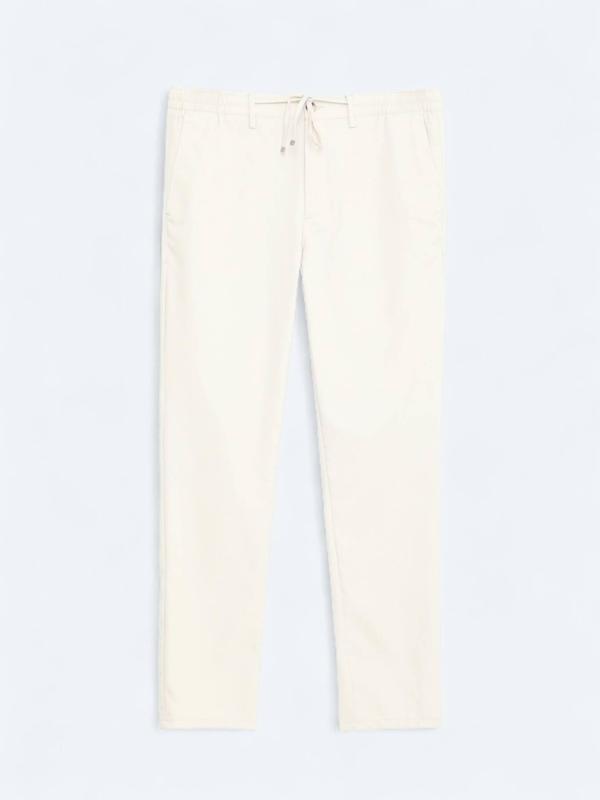 Açık Bej Düz Dokuma Jogging Fit Casual Pantolon - Image 1