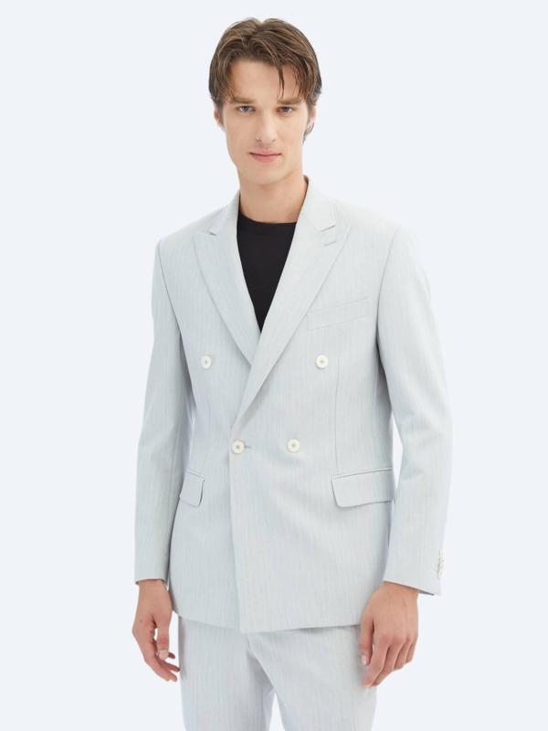 Açık Gri Düz Modern Fit Takım Elbise - Image 1