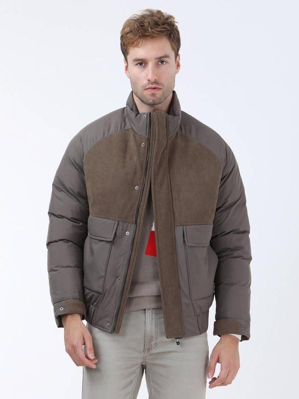 Açık Kahve Regular Fit Dik Yaka Casual Dokuma Mont - Image 1