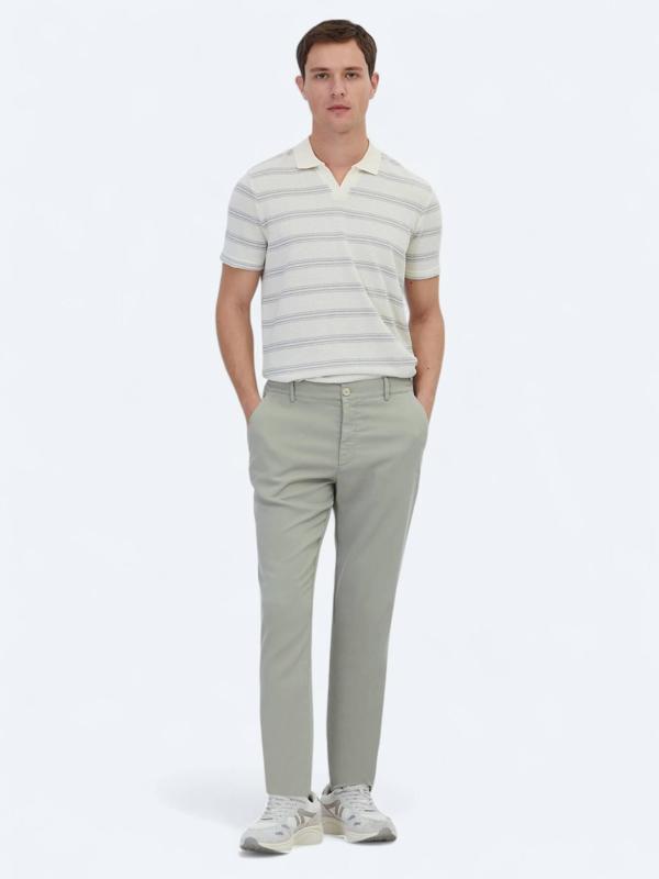 Açık Haki Dokuma Jogging Fit Casual Pamuk Karışımlı Pantolon - Image 1