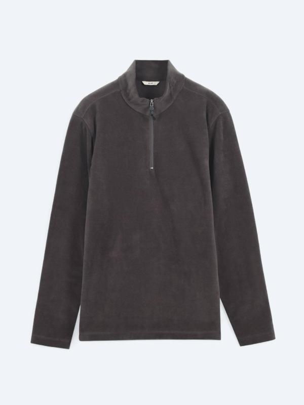 Antrasit Dik Yaka Düz Sweatshırt - Image 1