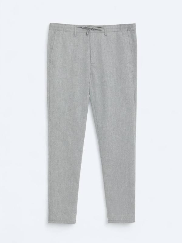 Antrasit Düz Dokuma Jogging Fit Casual Pantolon - Image 1