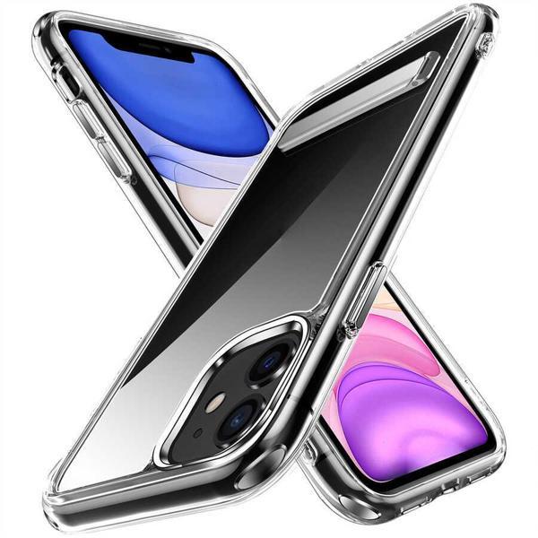 iPhone 11 Uyumlu Standlı Şeffaf Silikon KHYR L-Stand Kılıf-Renksiz - Image 1