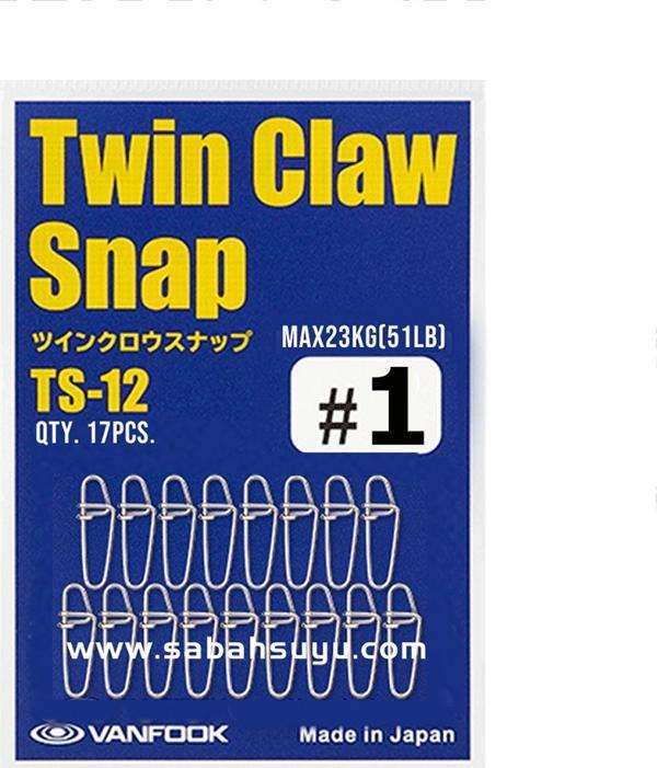 Vanfook Twin Claw Snap TS-12 Silver #1 12mm 51lb/23kg (17Ad) - Image 1
