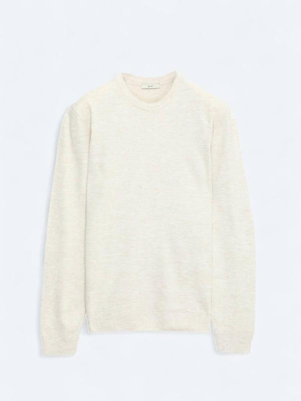 Bej Bisiklet Yaka Düz Örgü Triko Kazak - Image 1