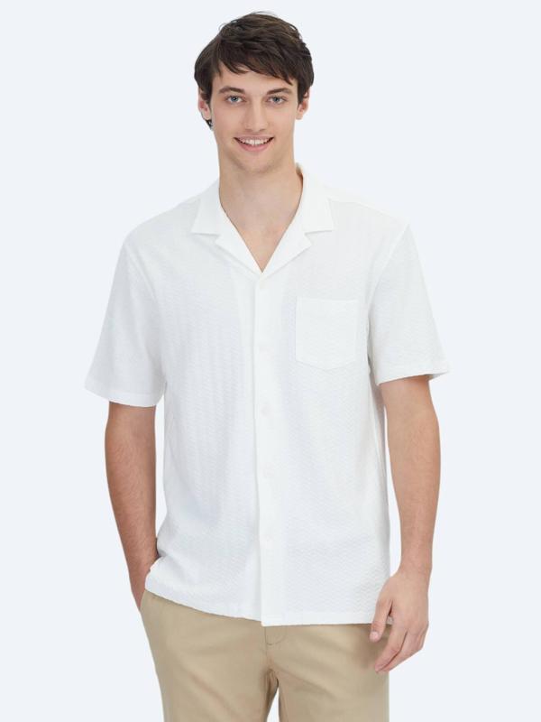 Beyaz Düz Regular Fit Casual %100 Pamuk Gömlek - Image 1